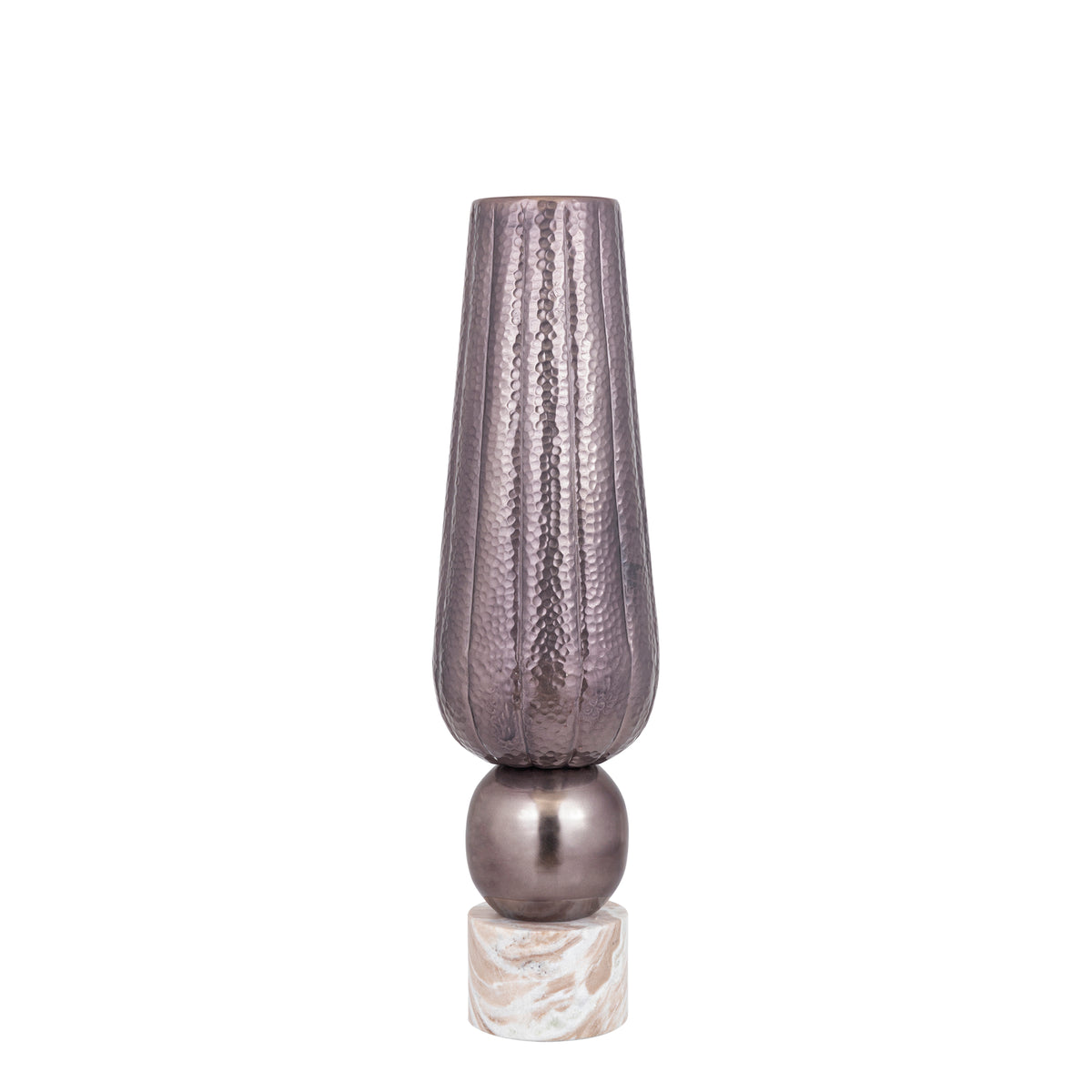 Marive vase i bronze aluminium på rund marmorfod, Ø 20 x H 76 cm, PTMD