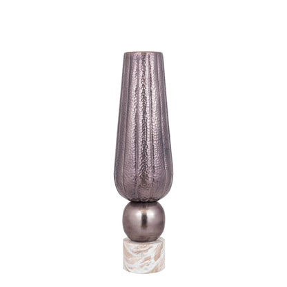 Marive vase i bronze aluminium på rund marmorfod, Ø 20 x H 76 cm, PTMD