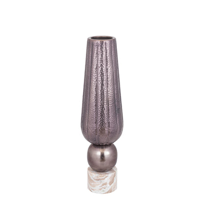 Marive vase i bronze aluminium på rund marmorfod, Ø 20 x H 76 cm, PTMD