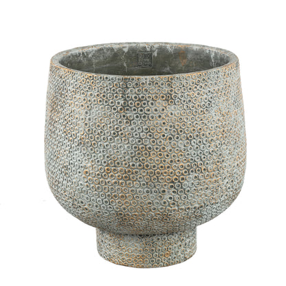 Laim Grey Cement Rund Krukke med Prikket Mønster i Bunden XXL Dia. 40 x H 40 cm PTMD