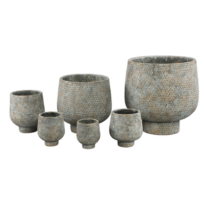 Laim Grey Cement Rund Krukke med Prikket Mønster i Bunden XXL Dia. 40 x H 40 cm PTMD
