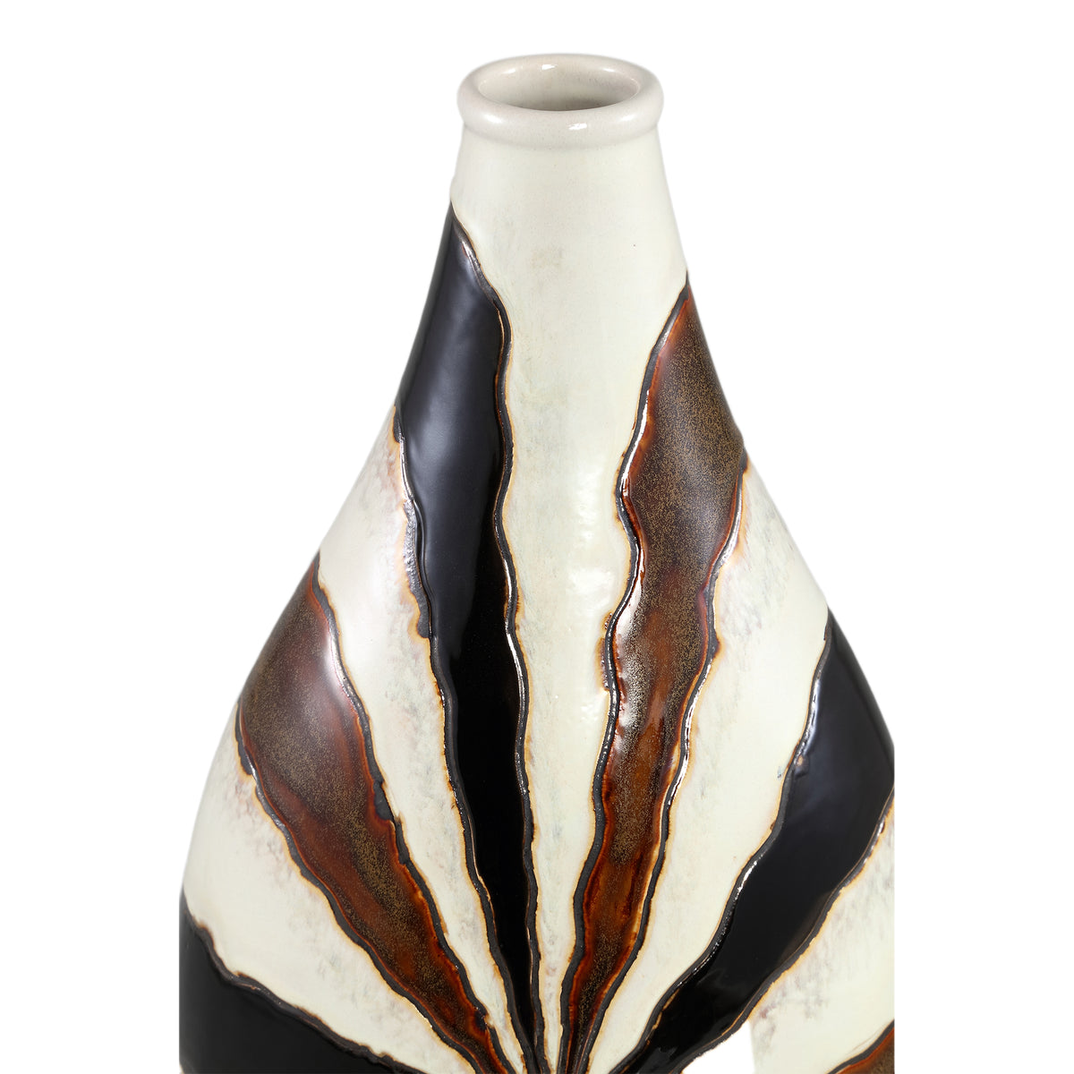 Evelin mørkebrun oval keramisk vase med linjer S 23x15x44,5 cm PTMD
