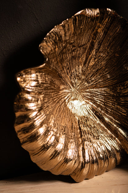 Skål Losh BrownGold Alu Wavy Leaf Oval PTMD