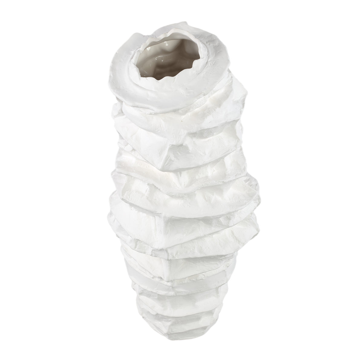 Aharon slank vase i hvid keramik med uregelmæssig form, L 24 x 23 x 51 cm, PTMD