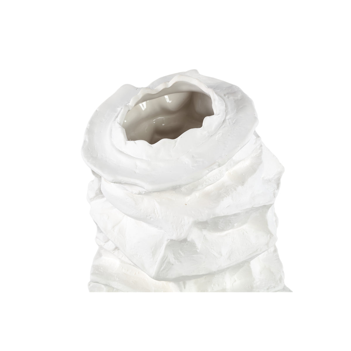 Aharon slank vase i hvid keramik med uregelmæssig form, L 24 x 23 x 51 cm, PTMD