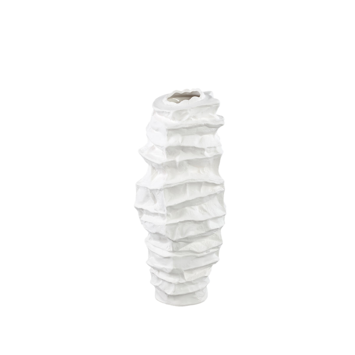Aharon hvid keramisk vase med uregelmæssig form, slank S, 20 x 18 x 42 cm, PTMD