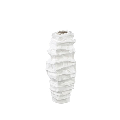 Aharon hvid keramisk vase med uregelmæssig form, slank S, 20 x 18 x 42 cm, PTMD