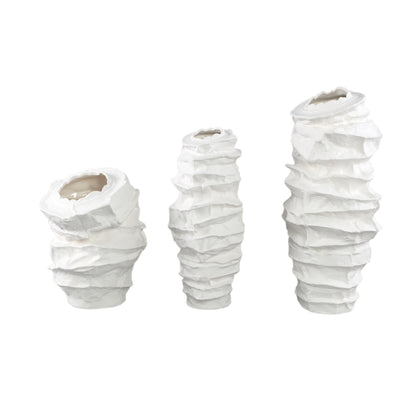 Aharon hvid keramisk vase med uregelmæssig form, slank S, 20 x 18 x 42 cm, PTMD