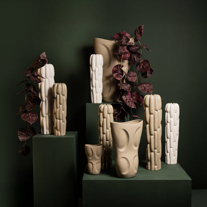 Dayna grå oval keramisk vase, mellemstor PTMD