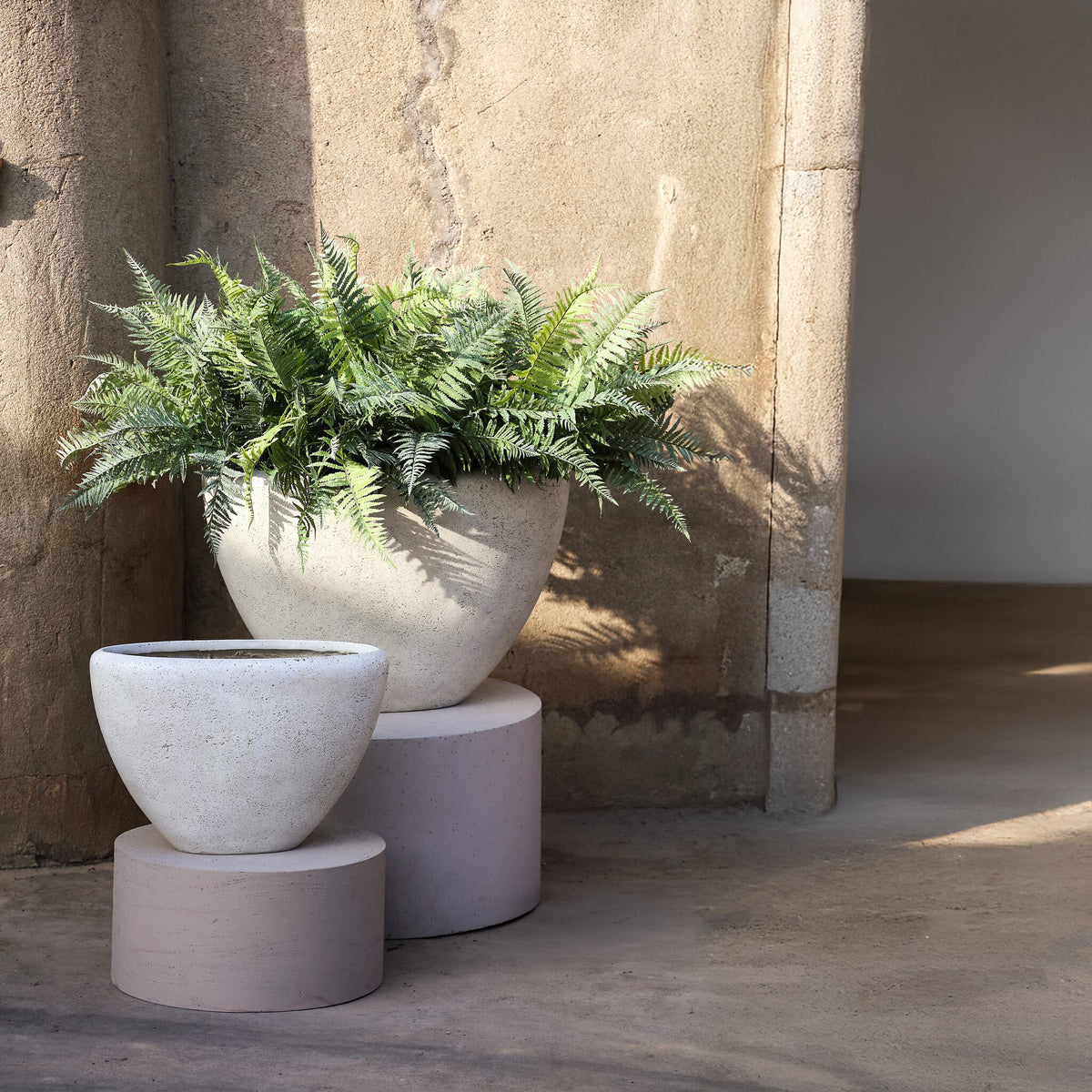 Dashima Cream GRC Pot High Oval Sæt med 2 PTMD