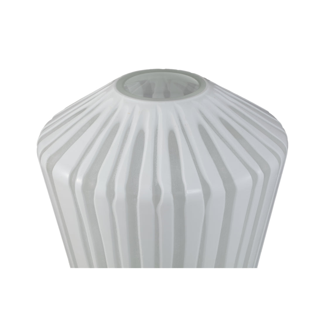 Ireka White håndskåret vase i massivt glas, kantet og rund, stor, PTMD