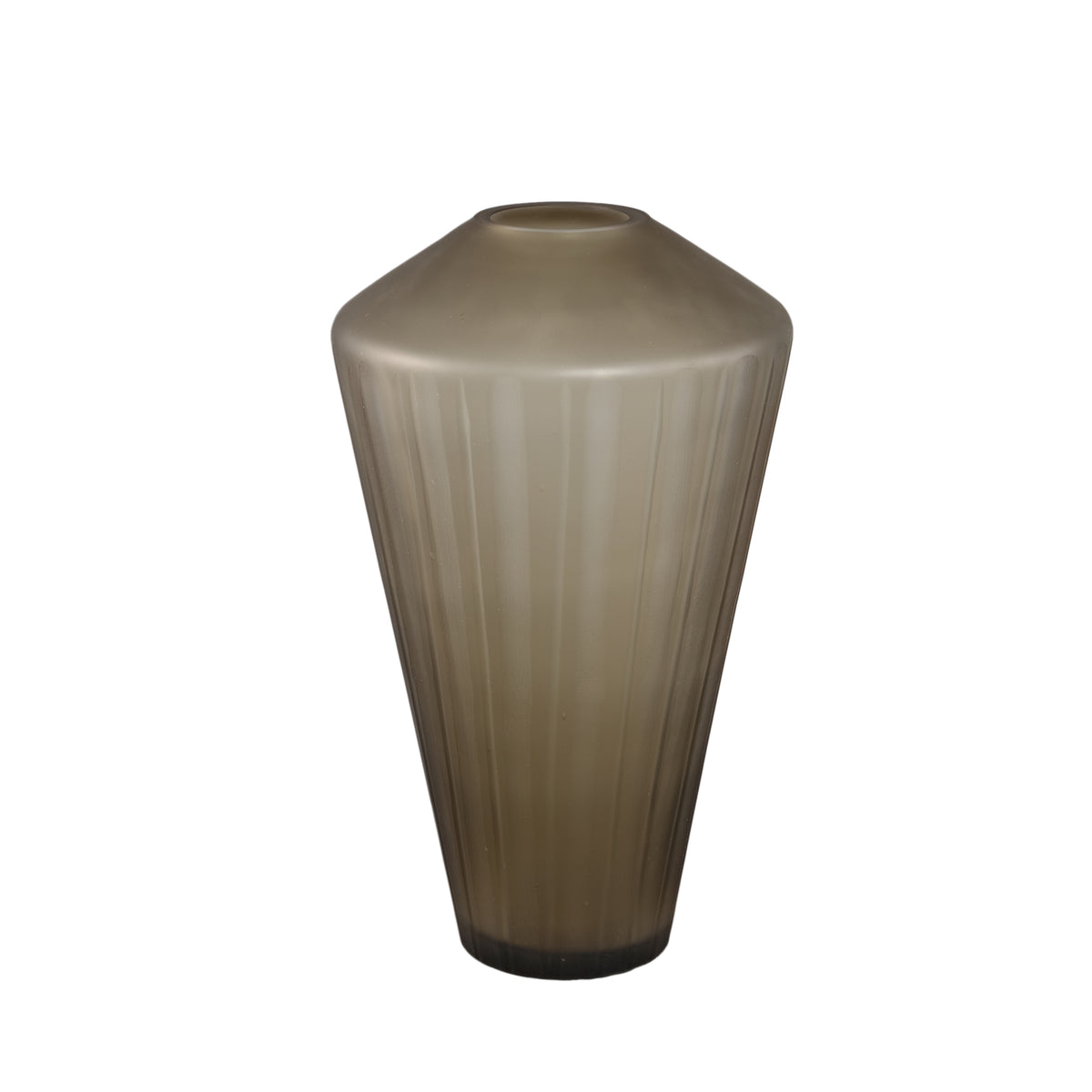 Vase Damiri Brunt Glas Håndskårne Linjer Stor PTMD