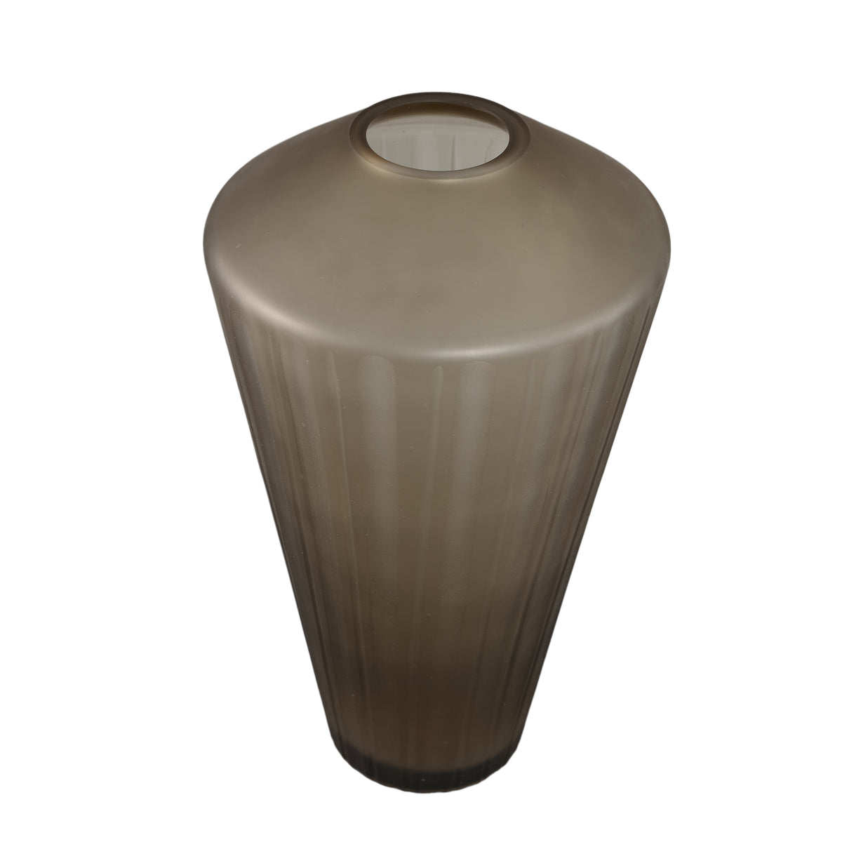 Vase Damiri Brunt Glas Håndskårne Linjer Stor PTMD