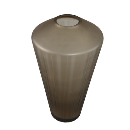 Vase Damiri Brunt Glas Håndskårne Linjer Stor PTMD