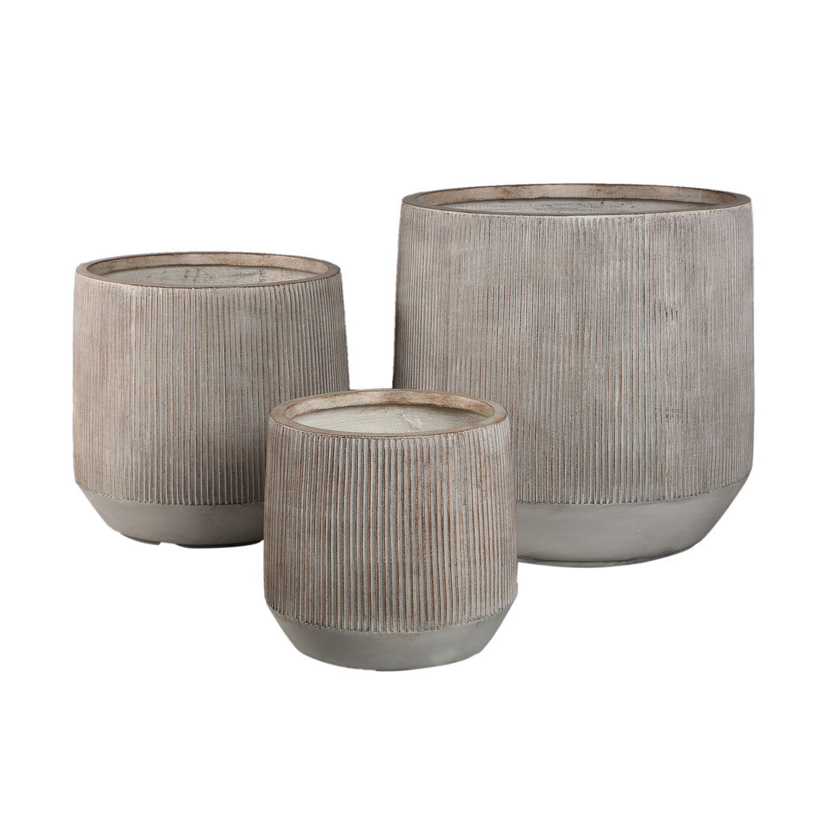 Olav Lysbrun Fiber Cement Pot Sæt Med 3 Lav PTMD
