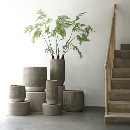 Olav Lysbrun Fiber Cement Pot Sæt Med 3 Lav PTMD