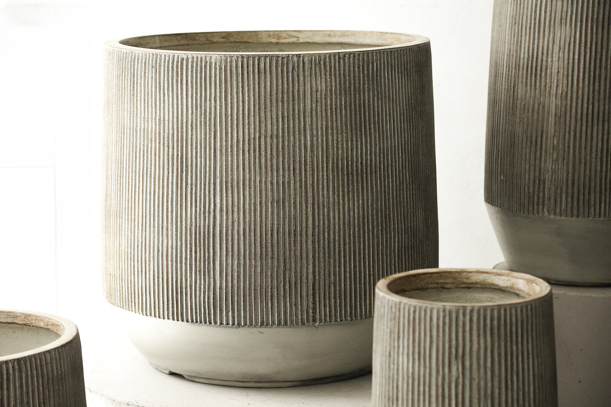 Olav Lysbrun Fiber Cement Pot Sæt Med 3 Lav PTMD