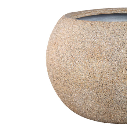 Blomsterkrukke Nihara beige fiberbeton kugleformet sæt med 2 PTMD