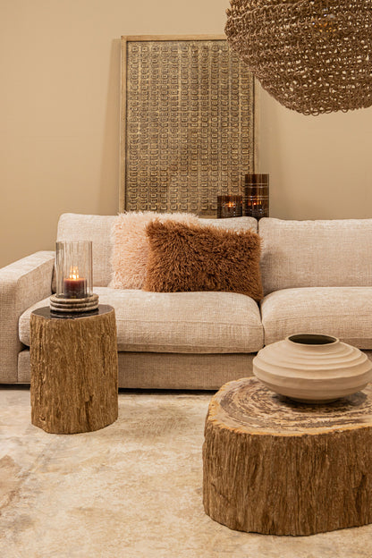 Pot Kody Beige Stone Wash i støbt aluminium med riller L PTMD