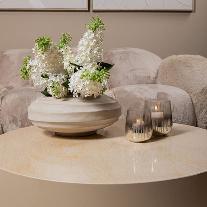 Pot Kody Beige Stone Wash i støbt aluminium med riller L PTMD