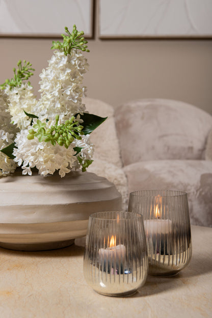 Pot Kody Beige Stone Wash i støbt aluminium med riller L PTMD