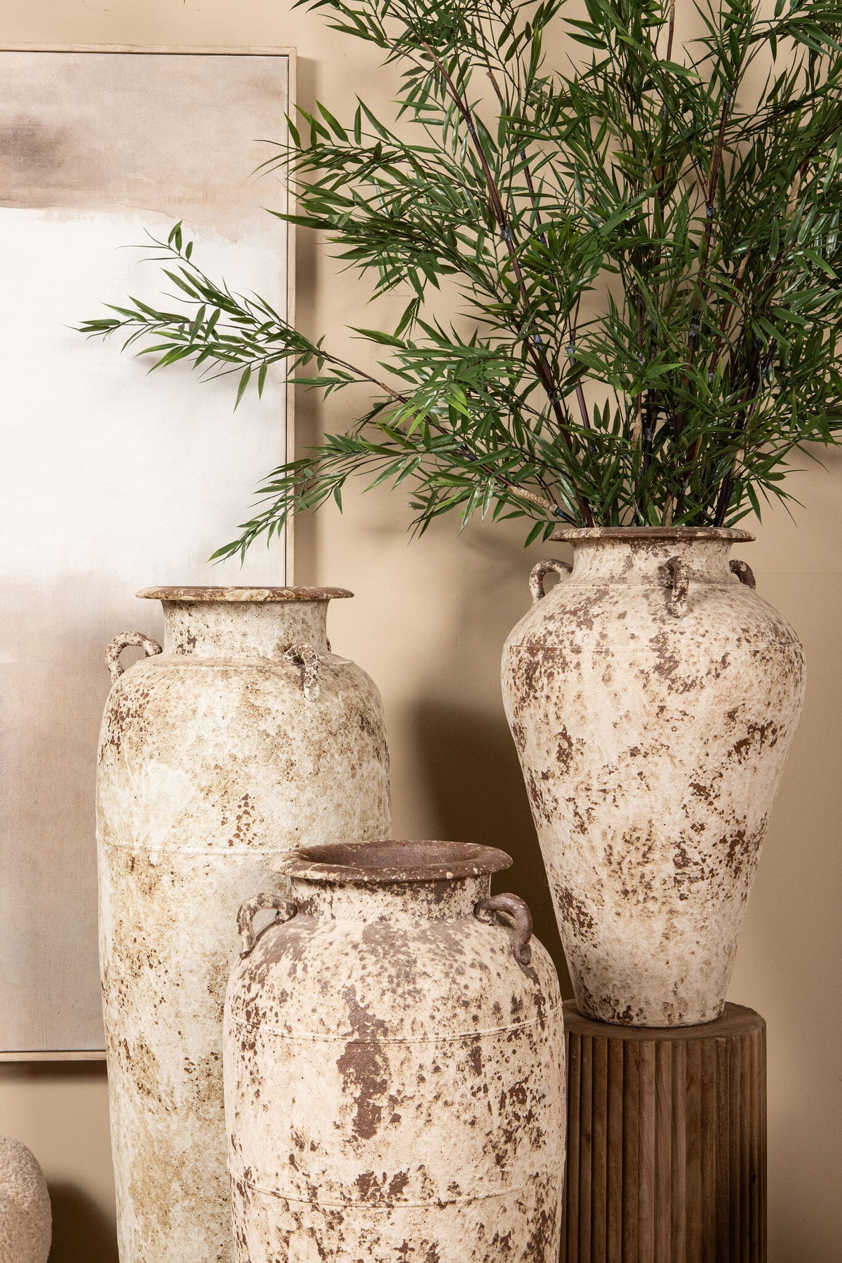 Krukke Robena Creme Keramik Antik Vintage Stor PTMD