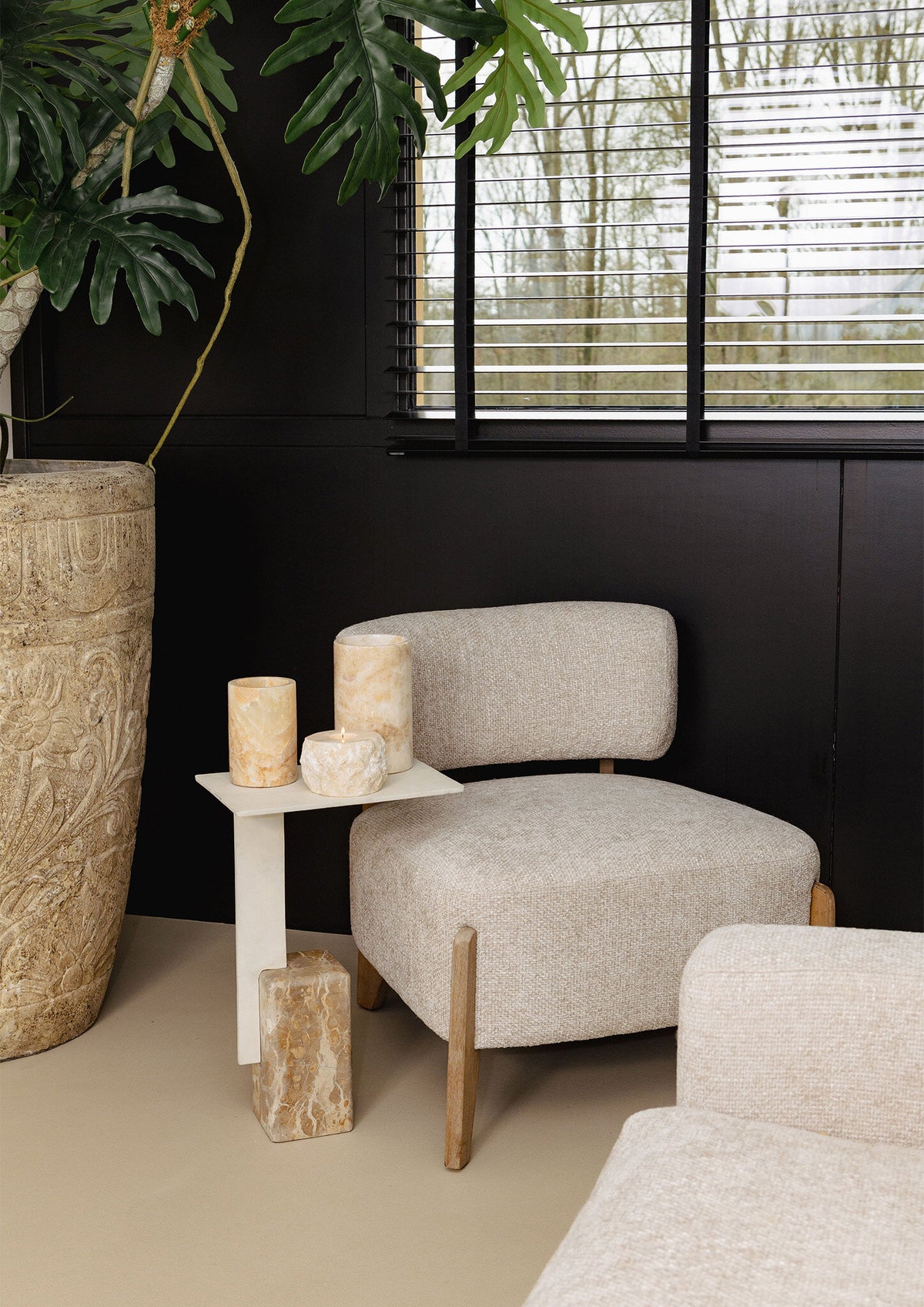 Sidebord Ebe Beige Marmor Rektangulært PTMD