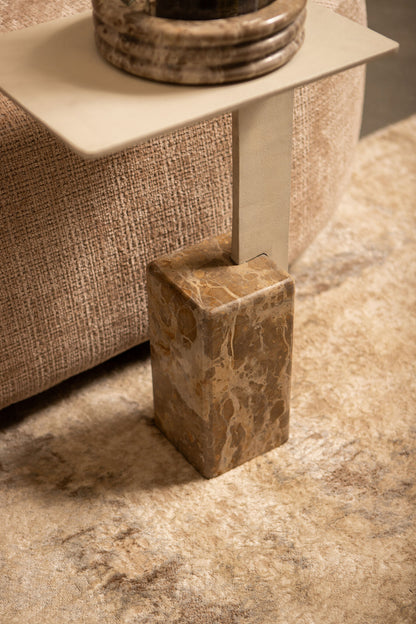 Sidebord Ebe Beige Marmor Rektangulært PTMD