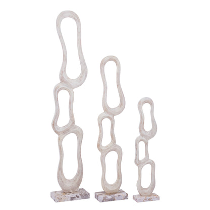 Vase Camare Abstract Design i støbt aluminium, beige, stor PTMD