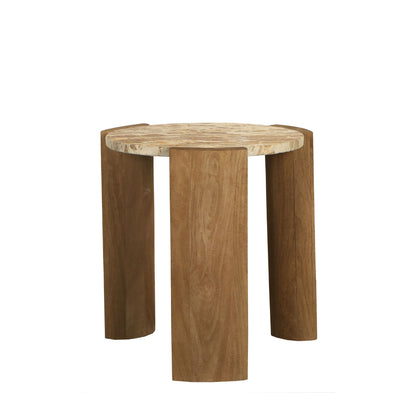 Sidebord Javina Naturel Marmor Ø52cm PTMD