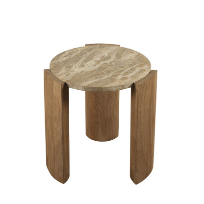 Sidebord Javina Naturel Marmor Ø52cm PTMD