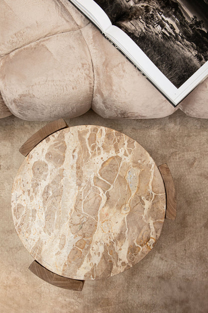 Sidebord Javina Naturel Marmor Ø52cm PTMD