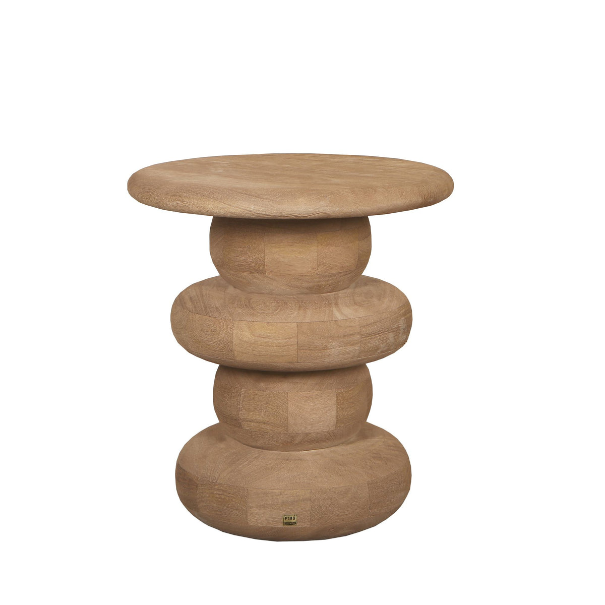 Rundt sidebord Keven rillet mangotræ natur PTMD