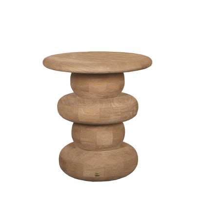 Rundt sidebord Keven rillet mangotræ natur PTMD