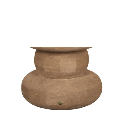 Rundt sidebord Keven rillet mangotræ natur PTMD