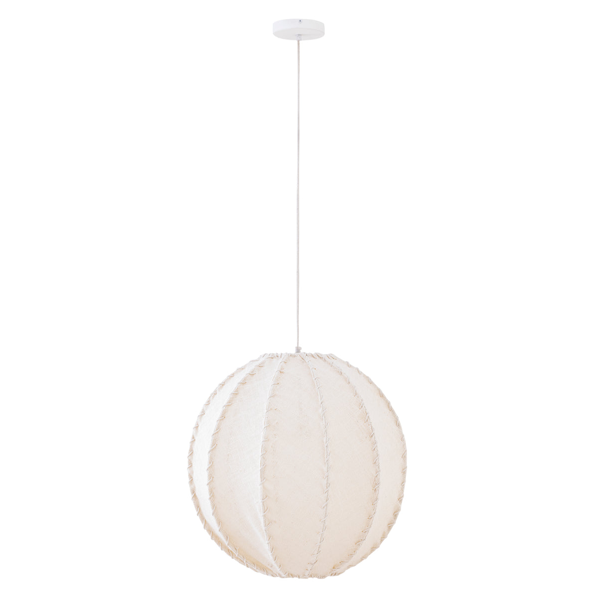 Pendellampe Myka cremefarvet jute, kugleformet, large PTMD