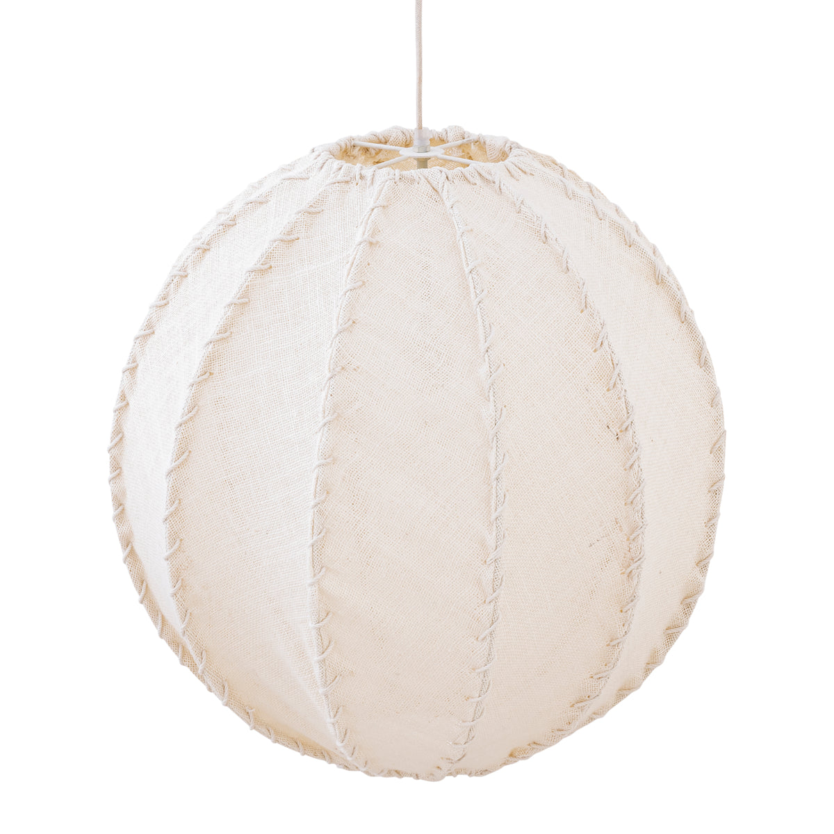 Pendellampe Myka cremefarvet jute, kugleformet, large PTMD