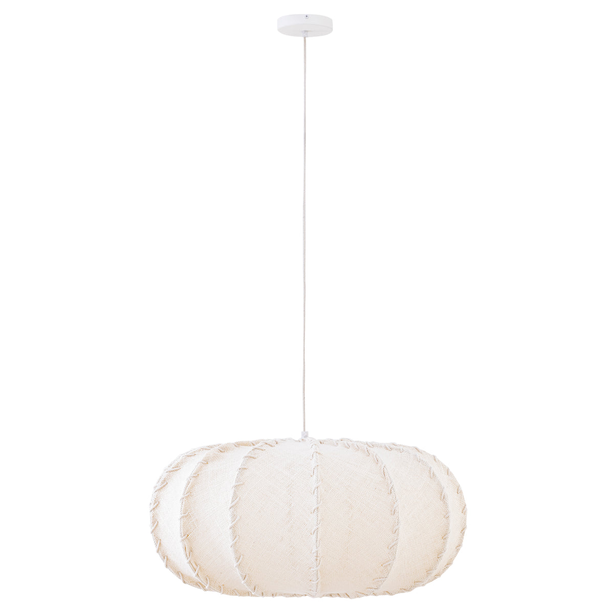 Pendellampe Myka cremefarvet jute flad rund large PTMD