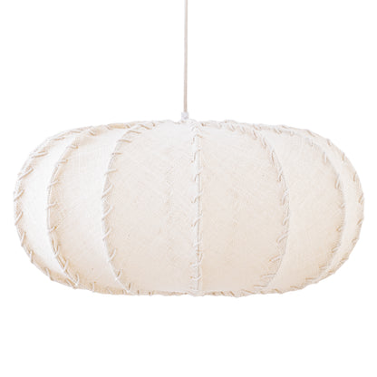 Pendellampe Myka cremefarvet jute flad rund large PTMD