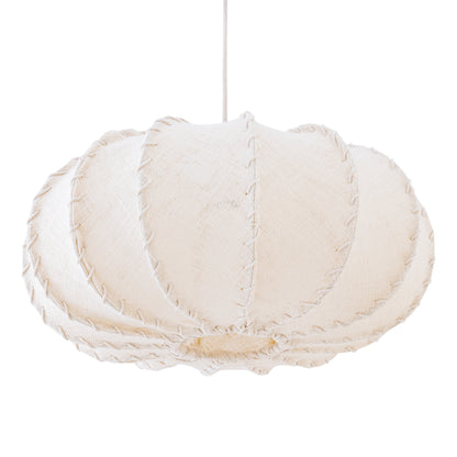 Pendellampe Myka cremefarvet jute flad rund large PTMD