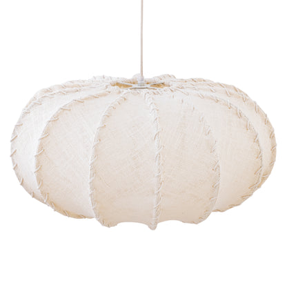 Pendellampe Myka cremefarvet jute flad rund large PTMD