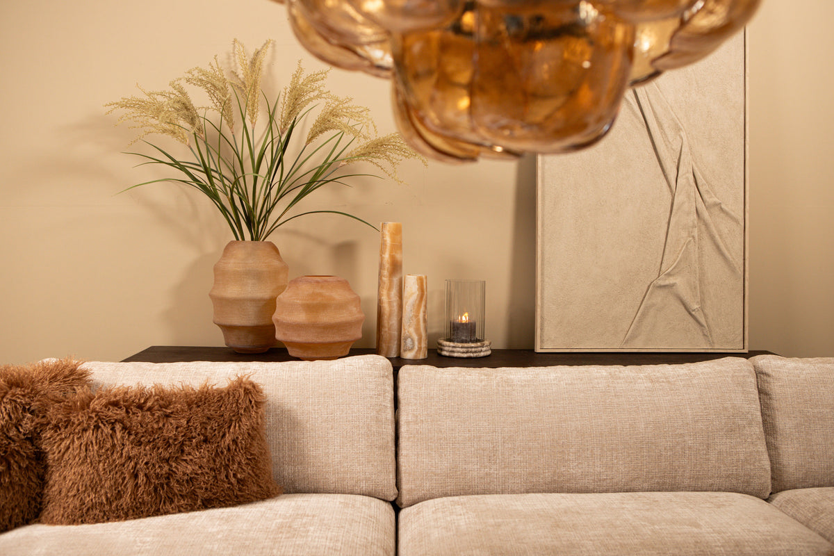 Elladie Amber Rund Glas Lagdelt Vase Høj PTMD