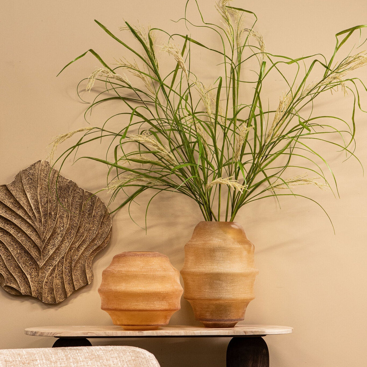 Elladie Amber Rund Glas Lagdelt Vase Høj PTMD