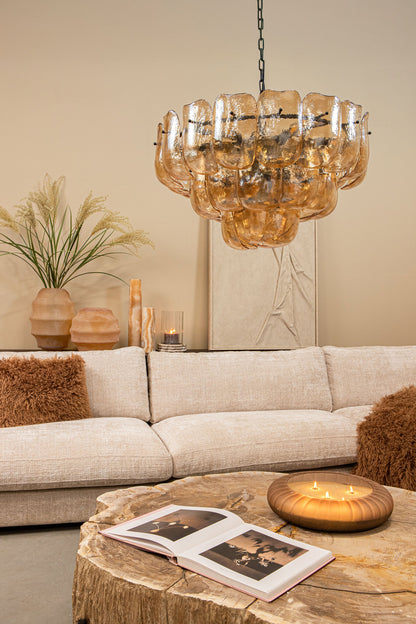 Elladie Amber Rund Glas Lagdelt Vase Høj PTMD