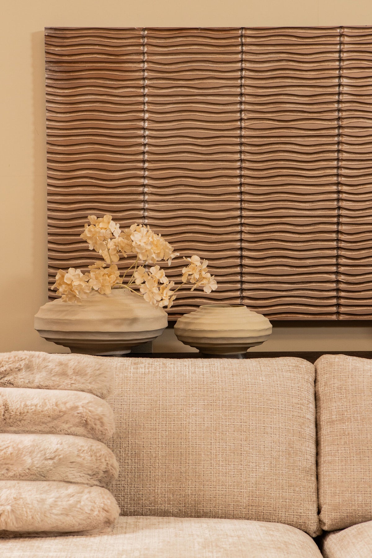 Kody Beige Stone Wash støbt aluminiumsribbet potte S PTMD