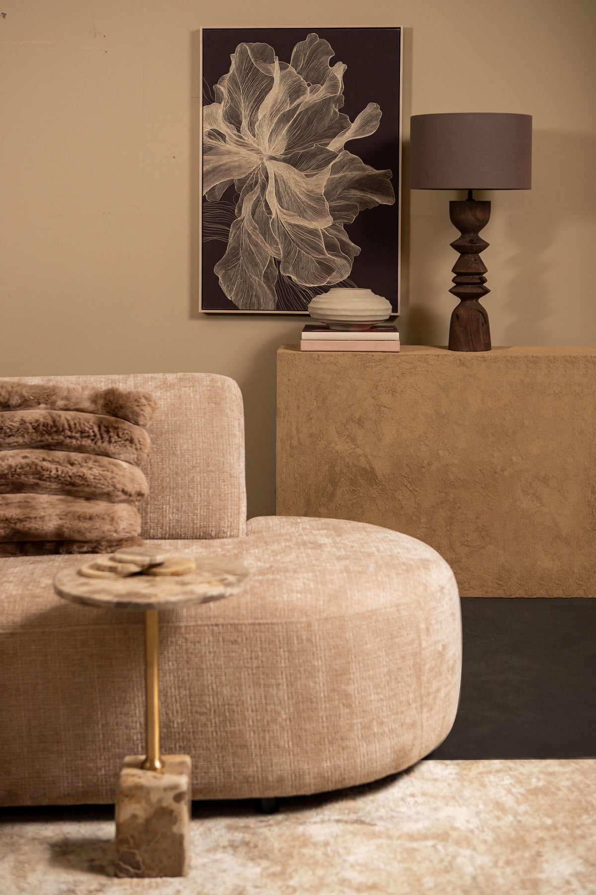 Kody Beige Stone Wash støbt aluminiumsribbet potte S PTMD
