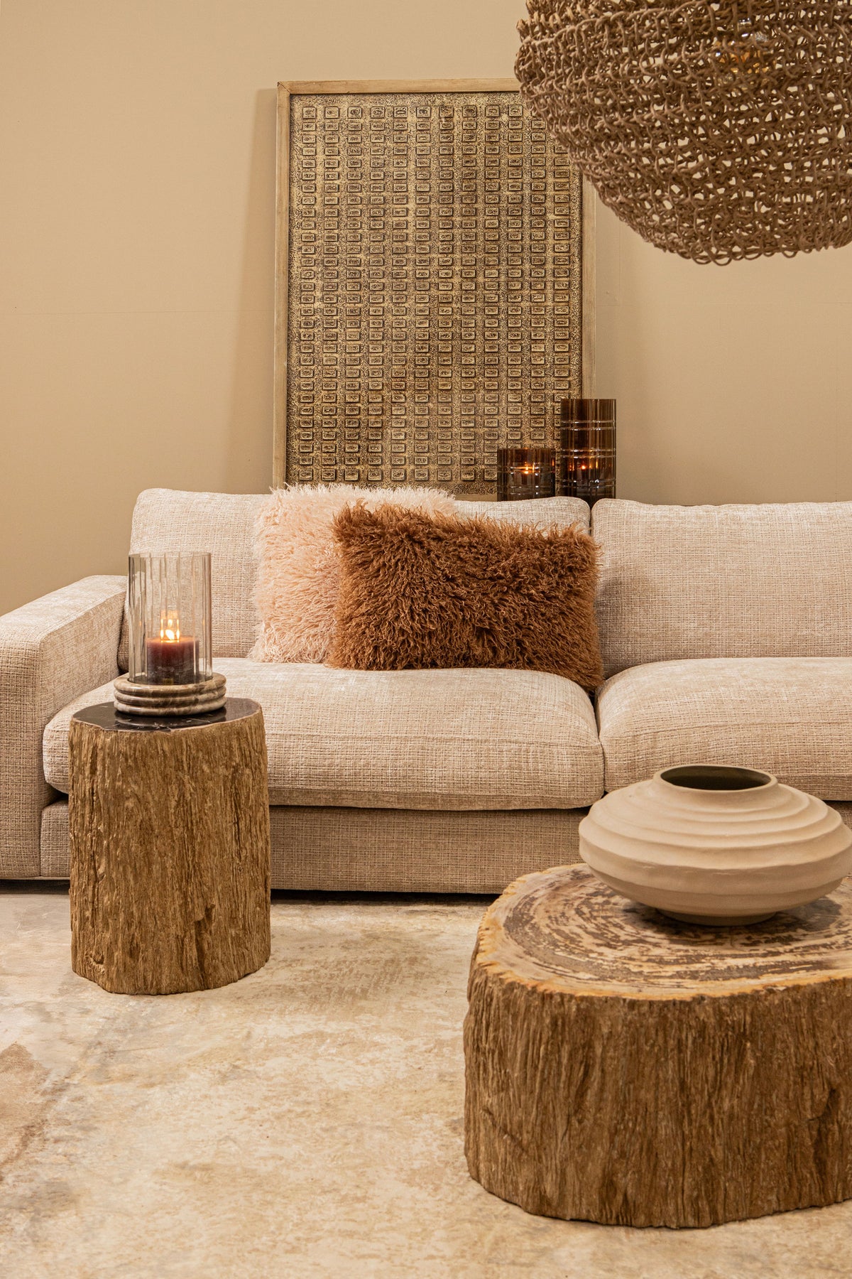 Kody Beige Stone Wash urtepotte i støbt aluminium med ribber M PTMD