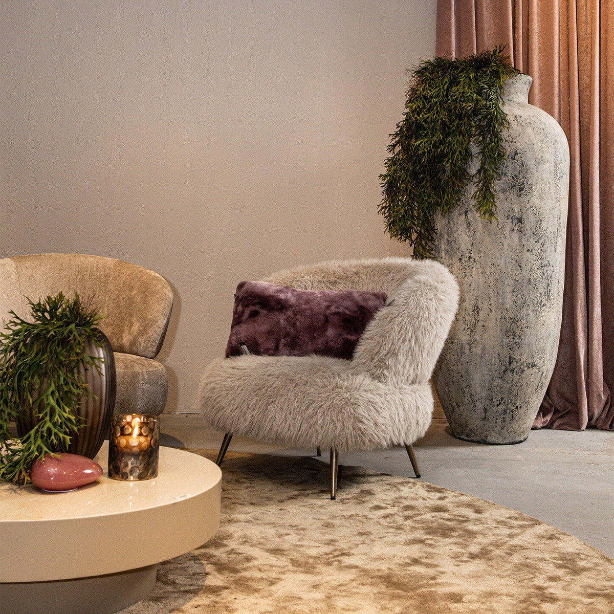 Pot Gisel Beige Cement Fiber Høj Stor PTMD