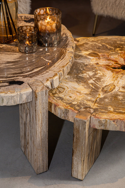 Sofabord Kayo naturfarvet forstenet træ, 3 ben, høj, PTMD