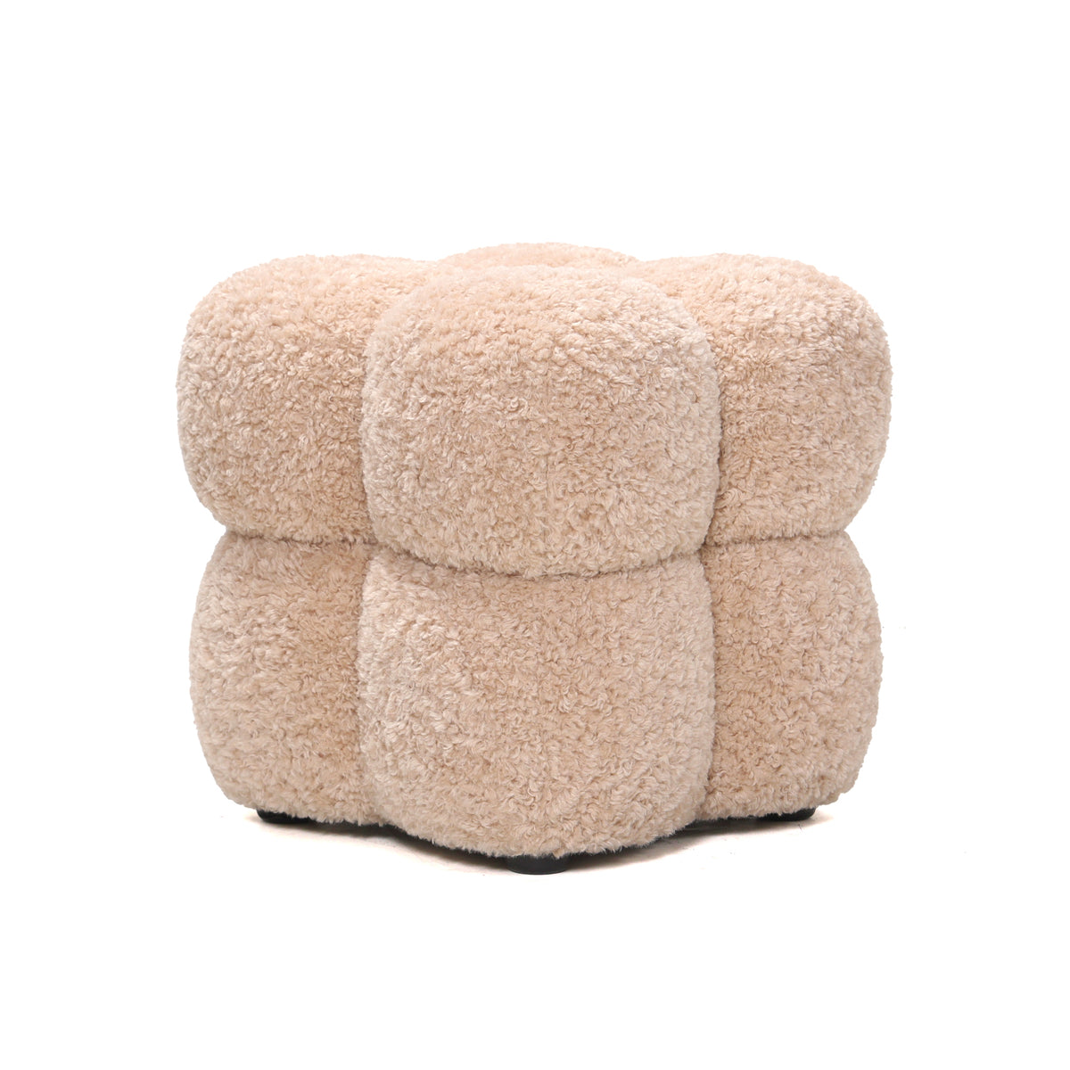 Teddy beige stof firkantet puf PTMD